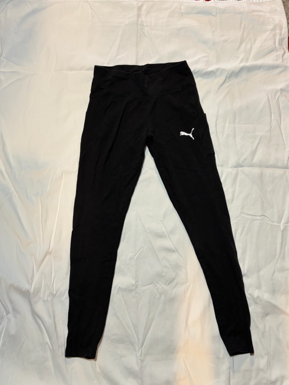 Puma Black women’s Athletic Leggings with White Logo